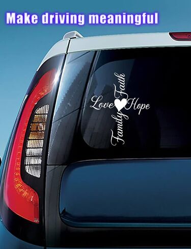 ملصقات مصورة للسيارة من Hope Faith Love Heart، ملصق فينيل على شكل صليب يسوع لنوافذ السيارة والأجهزة اللوحية وأجهزة الكمبيوتر المحمولة وزجاجات المياه (عائلة سمكة يسوع باللون الأبيض) in Kuwait