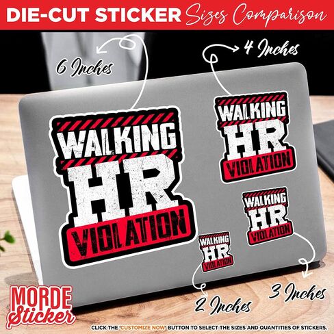 (3Pcs) Walking HR Violation Sticker Funny HR Quote Stickers Human Resouces Decal 2" Die-Cut Waterproof Vinyl Sticker for Laptop Water Bottle Phone Case Merchandise Decor Decal Stuff Gift Idea 2 Inches in Kuwait