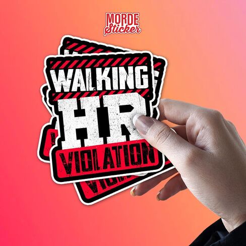 (3Pcs) Walking HR Violation Sticker Funny HR Quote Stickers Human Resouces Decal 2" Die-Cut Waterproof Vinyl Sticker for Laptop Water Bottle Phone Case Merchandise Decor Decal Stuff Gift Idea 2 Inches in Kuwait