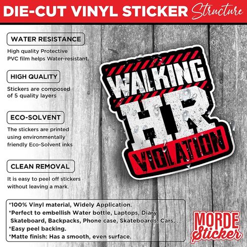 (3Pcs) Walking HR Violation Sticker Funny HR Quote Stickers Human Resouces Decal 2" Die-Cut Waterproof Vinyl Sticker for Laptop Water Bottle Phone Case Merchandise Decor Decal Stuff Gift Idea 2 Inches in Kuwait