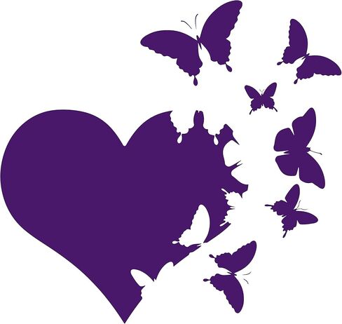 Heart with Butterflies Flying Away Vinyl Decal Sticker Car Window Bumper Die Cut 6-Inches Premium Quality UV Resistant Laminate (6-Inches, Black) JMM00265BLK6 in Kuwait