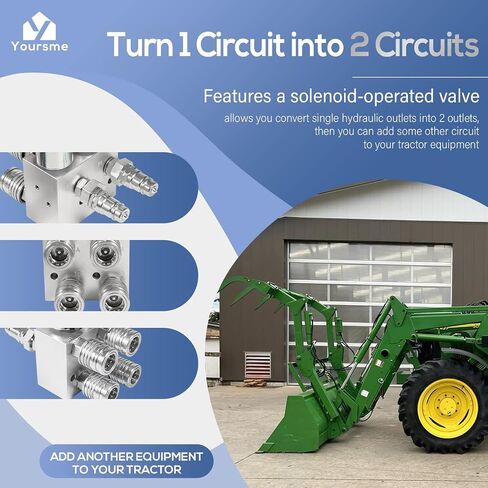 Hydraulic Multiplier SCV Splitter Diverter Manifold Valve Kit with Couplers and Switch Box Control, Turn 1 Circuit into 2 Circuits, Fit for John Deere, Case, Kubota, Ford in Saudi Arabia