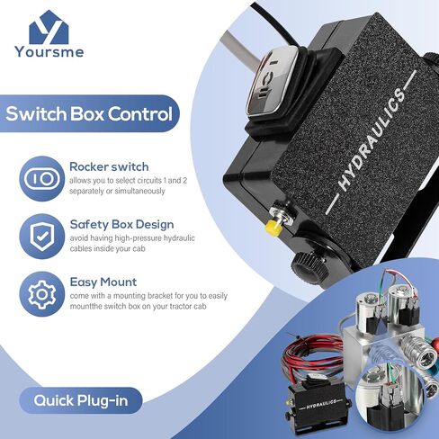 Hydraulic Multiplier SCV Splitter Diverter Manifold Valve Kit with Couplers and Switch Box Control, Turn 1 Circuit into 2 Circuits, Fit for John Deere, Case, Kubota, Ford in Saudi Arabia