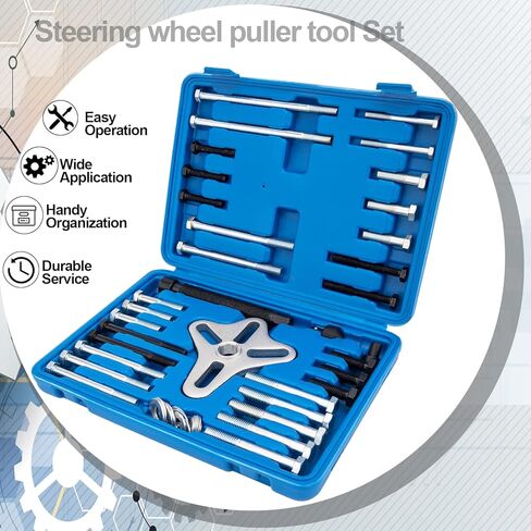 BOOTOP PIN مجموعة أدوات سحب عجلة القيادة 49 قطعة مجموعة سحب الموازن التوافقي أداة إزالة عجلة القيادة مجموعة أدوات سحب عجلة القيادة أداة تثبيت عجلة القيادة تعمل على معظم السيارات والشاحنات الصغيرة وسيارات الدفع الرباعي in Kuwait