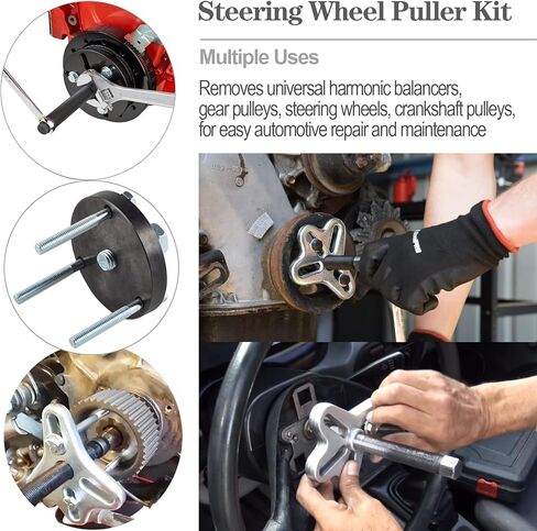 BOOTOP PIN مجموعة أدوات سحب عجلة القيادة 49 قطعة مجموعة سحب الموازن التوافقي أداة إزالة عجلة القيادة مجموعة أدوات سحب عجلة القيادة أداة تثبيت عجلة القيادة تعمل على معظم السيارات والشاحنات الصغيرة وسيارات الدفع الرباعي in Kuwait