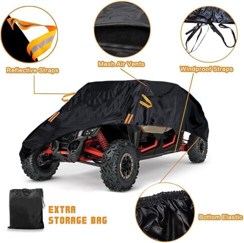 غطاء UTV X3 مقاوم للماء من قماش أكسفورد شديد التحمل لجميع أغطية حماية الطقس لـ Can-Am Maverick X3 XMR XRC MR R/X DS RS RC Turbo R 900 HO Polaris RZR/XP Turbo S، 2-3 مقاعد in Kuwait