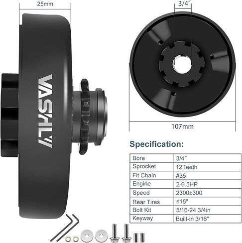 VASHLY Go Kart Clutch 3/4" Bore 10T with #40 41 420 Chain for Go Kart Minibike and Fun Kart Engine in Kuwait