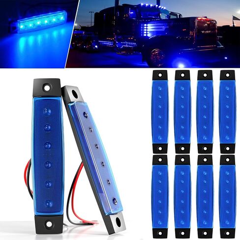 BJZ مصابيح LED للمقطورة باللون الأزرق 6 مصابيح LED لتخليص العلامات الجانبية 12 فولت 3.8 بوصة شريط ضوء إشارة أمامي وخلفي مقاوم للماء لشاحنة المقطورة فان بيك اب ATV UTV RV، 10 قطع in Kuwait
