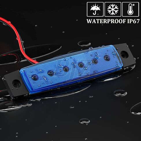 BJZ مصابيح LED للمقطورة باللون الأزرق 6 مصابيح LED لتخليص العلامات الجانبية 12 فولت 3.8 بوصة شريط ضوء إشارة أمامي وخلفي مقاوم للماء لشاحنة المقطورة فان بيك اب ATV UTV RV، 10 قطع in Kuwait