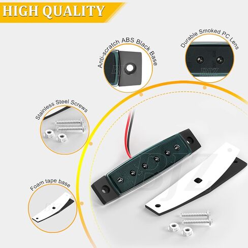 BJZ مصابيح LED للمقطورة باللون الأزرق 6 مصابيح LED لتخليص العلامات الجانبية 12 فولت 3.8 بوصة شريط ضوء إشارة أمامي وخلفي مقاوم للماء لشاحنة المقطورة فان بيك اب ATV UTV RV، 10 قطع in Kuwait