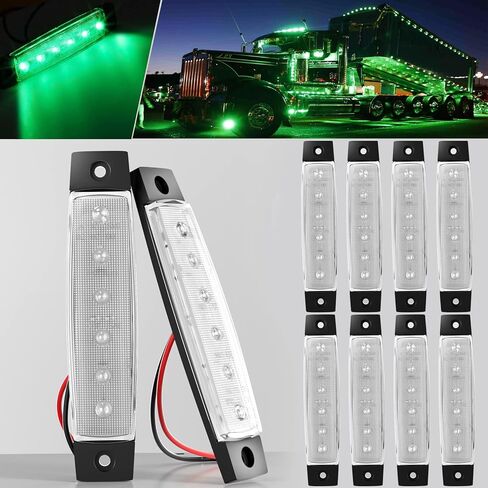 LED Trailer Marker Lights Amber 6 Led Side Marker Clearance Light Bar 12V 3.8" Front Rear Signal Indicator Light Strip Waterproof for Trailer Truck Van Pickup ATV UTV RV, 10Pcs w/Clear Lens in Kuwait