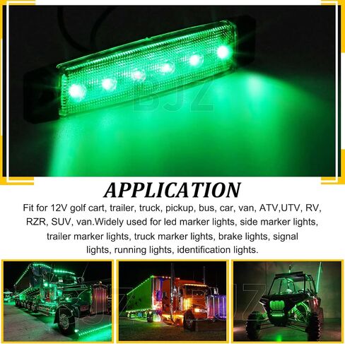 LED Trailer Marker Lights Amber 6 Led Side Marker Clearance Light Bar 12V 3.8" Front Rear Signal Indicator Light Strip Waterproof for Trailer Truck Van Pickup ATV UTV RV, 10Pcs w/Clear Lens in Kuwait