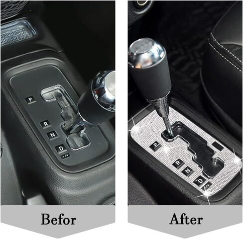 ملصق إطاري لصندوق ناقل الحركة من HAOBO Bling Gear Shift، ملصقات تزيين لوحة ناقل الحركة المتوافقة مع J-eep Wrangler 2012-2018، ملحقات داخلية للسيارة Bling للنساء والرجال (أبيض) in Kuwait