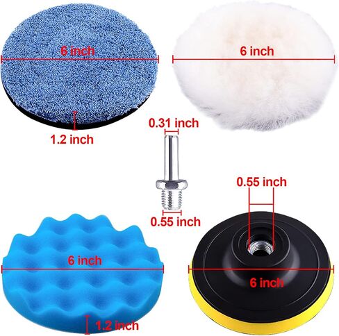 SIQUK 17 Pieces 3 Inch Buffing Pads Foam Polishing Pad Wax Buffer Polish Pads Bonnets Car Polishing Buffing Pad Buffer Attachment for Drill in Saudi Arabia