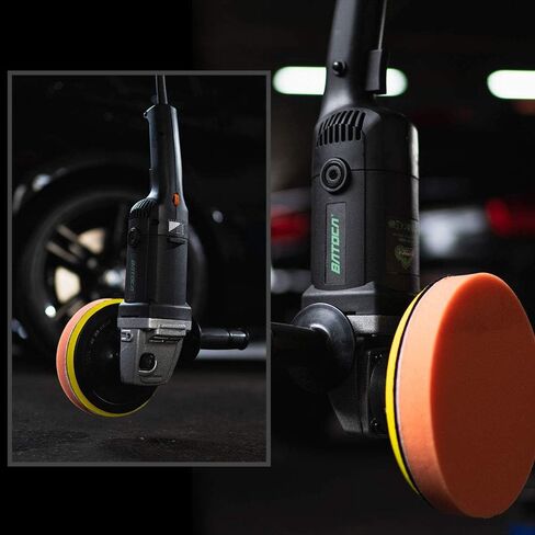 ملمع باتوكا - ملمع سيارة دوار - آلة شمع، مجموعة تفاصيل السيارة، 7 بوصة 180 مم / 1200 وات، 6 سرعات متغيرة تصل إلى 3000 دورة في الدقيقة مع وسادات إسفنجية، وسادات صوف لمخازن السيارات وملمعاتها in Kuwait