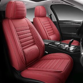 Full Coverage Leather Front Car Seat Covers 1 Pair Universal Fit for Most Cars Sedans Trucks SUVs with Waterproof Leatherette in Automotive Seat Cover Accessories… (Beige)