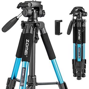 55" Tripod Q111 Travel Camera Tripod with 3-Way Pan Head and Phone Holder Mount for Gopro,Projector,Smartphones Webcam,Spotting Scopesto Live Broadcast and DSLR EOS Canon Nikon Sony Samsung(Red) in Saudi Arabia