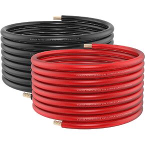1/0 AWG Power Ground Wire Copper Clad Aluminum Wire 1/0 Gauge 0ga Battery Grounding Cables for RV Car Truck Solar Panel 50FT (25FT, 1/0 AWG)