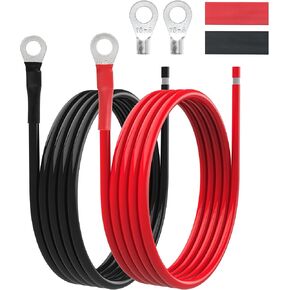 8 AWG Battery Cables 8 Gauge Solar Panel Wire Tinned Copper Extension Cable with 5/16'' Lugs for RV Solar Panel Car Automotive (8AWG 8FT)