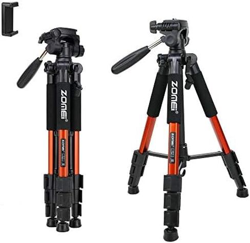 حامل ثلاثي للكاميرا صغير الحجم وخفيف الوزن للسفر من الألومنيوم Q111 مقاس 55 بوصة لكاميرا Canon Nikon Sony DSLR وهاتف YouTube مع حقيبة حمل (برتقالي) in Kuwait