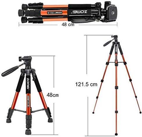 حامل ثلاثي للكاميرا صغير الحجم وخفيف الوزن للسفر من الألومنيوم Q111 مقاس 55 بوصة لكاميرا Canon Nikon Sony DSLR وهاتف YouTube مع حقيبة حمل (برتقالي) in Kuwait