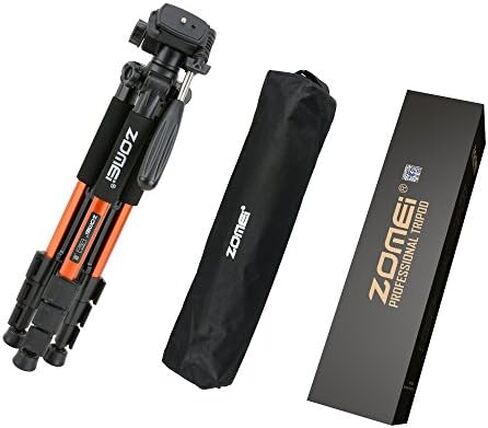 حامل ثلاثي للكاميرا صغير الحجم وخفيف الوزن للسفر من الألومنيوم Q111 مقاس 55 بوصة لكاميرا Canon Nikon Sony DSLR وهاتف YouTube مع حقيبة حمل (برتقالي) in Kuwait