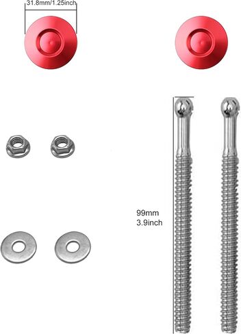 2PCS Pack Quick Release Latch Hood Pin License Plate Lock Clip 1.25" Diameter Aluminum Alloy Car Hood Pins Lock Clip Kit for Bumper Hood License Plate Red in Saudi Arabia