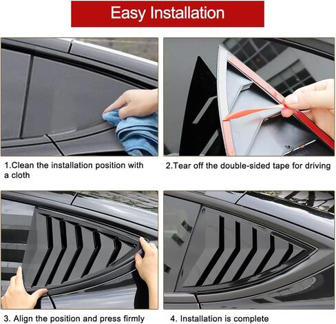 فتحات جانبية للنافذة DXGTOZA لطراز Tesla Y 2020 2021 2022 ستائر غطاء فتحات تهوية مع شريط 3M (أسود) in Kuwait