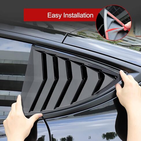 فتحات جانبية للنافذة DXGTOZA لطراز Tesla Y 2020 2021 2022 ستائر غطاء فتحات تهوية مع شريط 3M (أسود) in Kuwait