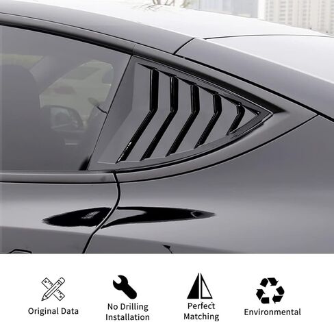 فتحات جانبية للنافذة DXGTOZA لطراز Tesla Y 2020 2021 2022 ستائر غطاء فتحات تهوية مع شريط 3M (أسود) in Kuwait