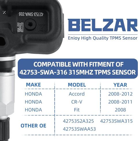 مستشعر ضغط الإطارات TPMS متوافق مع مستشعر نظام مراقبة ضغط الإطارات Honda Accord CR-V Fit يستبدل 42753-SWA-316 315 ميجا هرتز، حزمة واحدة in Kuwait