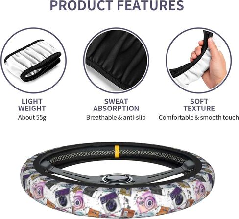 Steering Wheel Cover for Women Men Colorful Fish Art Fishes Sea Life Neoprene Steering Wheel Protector Universal Fit Most Car Sedans SUVs - 15 Inch in Kuwait