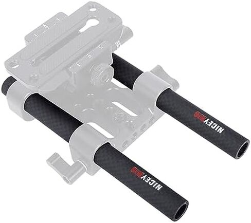 NICEYRIG 15mm Carbon Fiber Rod 4'' Short Rod for Camera Cage Rig, Top Handle, 15mm Rail Block [Pack of 2] - 554 in Kuwait