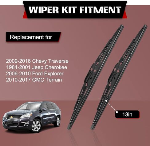 استبدال شفرة ممسحة الزجاج الأمامي الخلفية من OTUAYAUTO لسيارة Chevy Traverse 09-16، Jeep Cherokee 84-01، Ford Explorer 06-10، GMC Terrain 10-17 in Kuwait