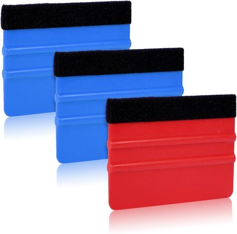 3pcs Squeegee for Vinyl, Sturdy Plastic Felt Squeegee Vinyl Scraper Hand Applicator Squeegee for Car Vinyl Warp, Craft, Window, Wall Paper, Sign Making (Red, Blue) in Saudi Arabia