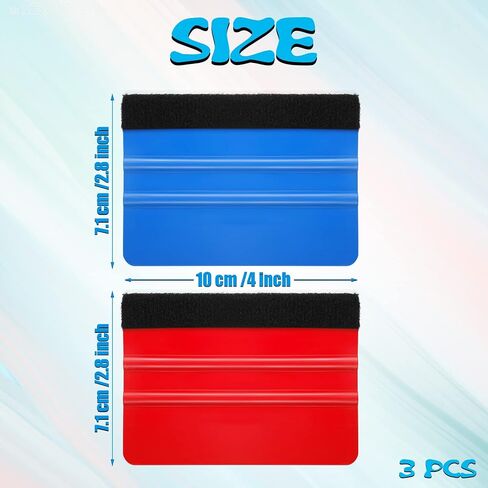 3pcs Squeegee for Vinyl, Sturdy Plastic Felt Squeegee Vinyl Scraper Hand Applicator Squeegee for Car Vinyl Warp, Craft, Window, Wall Paper, Sign Making (Red, Blue) in Saudi Arabia