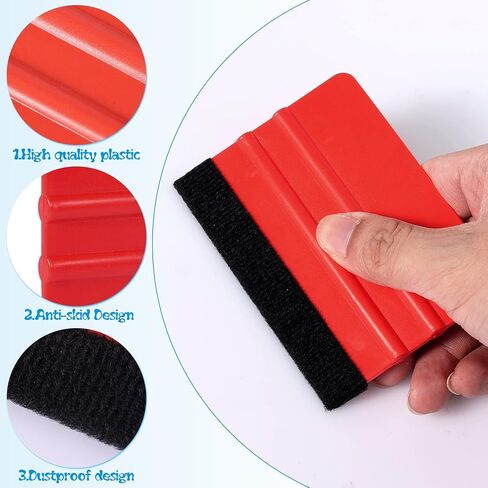 3pcs Squeegee for Vinyl, Sturdy Plastic Felt Squeegee Vinyl Scraper Hand Applicator Squeegee for Car Vinyl Warp, Craft, Window, Wall Paper, Sign Making (Red, Blue) in Saudi Arabia