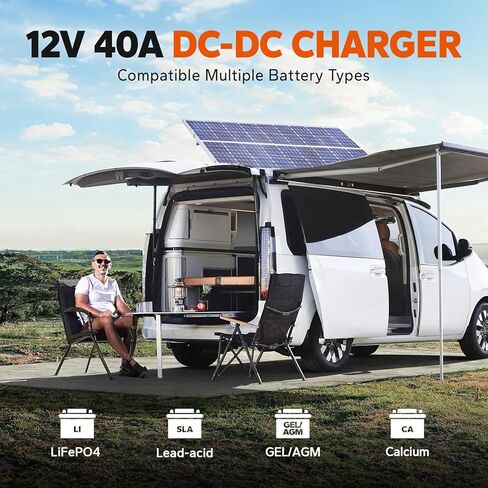 LiTime 12V 40A DC-DC Dual Input Battery Charger with MPPT fit for 12V LiFePO4, Lead-Acid, SLA, Gel, AGM, Calcium Battery, Charger with Anderson Connector Reverse Charge for RVs Campers Trailers Boats in Kuwait