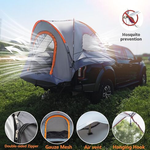 Truck Bed Tent with Extra Tent Cover,fit 6.4'-6.6' Long Pickup Truck Bed, 2-Person Sleeping Capacity,Includes Rainfly and Carry Bag, Portable Easy Setup Tent for Camping, Hiking,Fishing in Saudi Arabia