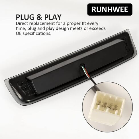 مجموعة مصابيح فرامل ثالثة الثالثة عالية التركيب من رنهوي، مصابيح LED خلفية بديلة لسيارة دودج رام 1500 2009-2017 ودودج رام 2500/3500 2010-2017 بعدسات دخانية in Kuwait