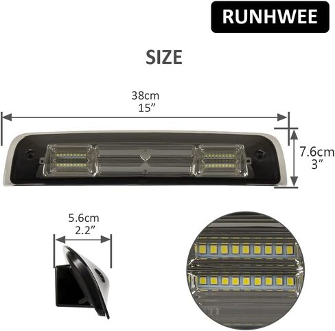 مجموعة مصابيح فرامل ثالثة الثالثة عالية التركيب من رنهوي، مصابيح LED خلفية بديلة لسيارة دودج رام 1500 2009-2017 ودودج رام 2500/3500 2010-2017 بعدسات دخانية in Kuwait