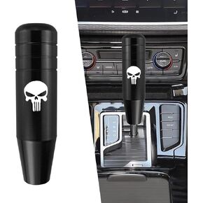 Pack-1 Gear Stick Shifter Knobs, Skull Aluminum Alloy Weighted Gear Lever, Metal Stick Shifter Handle for Most Automatic Manual Vehicle (Black)