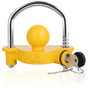 Trailer Hitch Lock, Universal Trailer Lock, Trailer Coupler Lock, Trailer Tongue Lock, Trailer Ball Tow Hitch Lock, Duty Steel Hitch Lock with Keys Fits 1-7/8", 2" & 2-5/16" Couplers (Black)