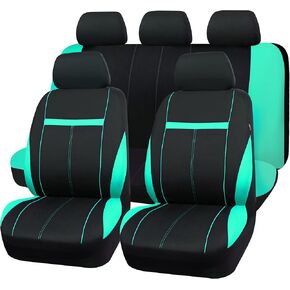 CAR-GRAND Universal Fit Sporty Cloth Full Set Car Seat Covers,Fit for Car,Truck,Sedan,Vans,SUV, Breathable, Washable, Airbag Compatible, Zipper Design