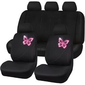 CAR-GRAND Bling Butterfly Front Seat Covers,Mint Bucket Seat Covers for Cute Women Girly,Two Front Seat Covers Only,Airbag Compatible, Universal Fit for SUV Sedan Truck Van Coupe (Mint and Black)