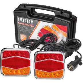 FEELOTAM Magnetic LED Trailer Towing Light Kit 24ft Cable with 7 Pin Plug Board Tail Brake Stop Indicator License Plate Light Lamp for Trucks Trailers RVs SUVs in Saudi Arabia