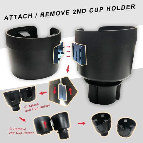 محول موسع لحامل اكواب السيارة 2 في 1 مع قاعدة قابلة للتعديل، متوافق مع رامبلرز ييتي 14/24/36/48 اونصة، قوارير هايدرو فلاسك 32/40 اونصة، اكواب زجاجات كبيرة اخرى بحجم 2-4 انش in Kuwait