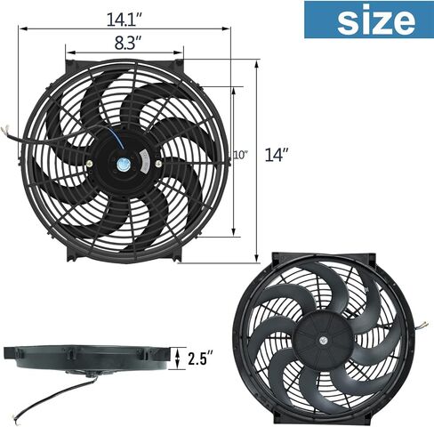 7 Inch Universal Slim Fan Push Pull Electric Radiator Cooling Fan 12V 80W with Mount Kit in Kuwait