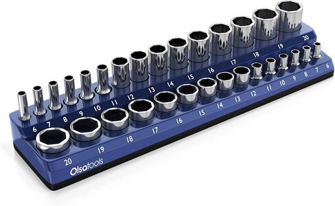 Olsa Tools Magnetic Socket Holder | 1/2-inch Drive | Metric | Purple | Holds 19 Sockets | Professional Quality Tools Organizer in Kuwait