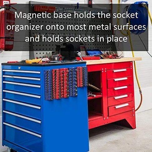 Olsa Tools Magnetic Socket Holder | 1/2-inch Drive | Metric | Purple | Holds 19 Sockets | Professional Quality Tools Organizer in Kuwait